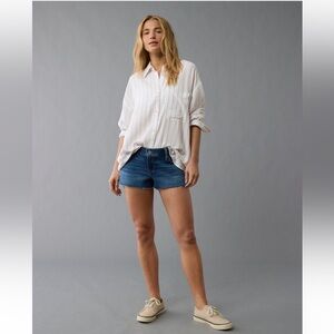 American Eagle Outfitters White Striped Button-Down Shirt